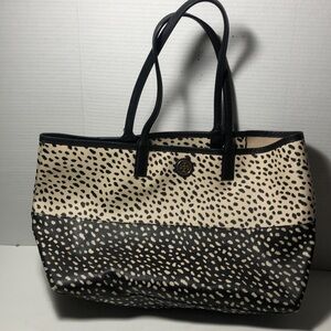 Tory Burch Kerrington Shopper Tote Leopard Print Black/Cream Bag